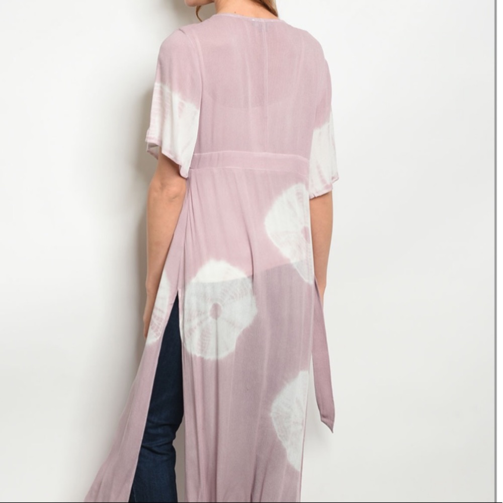 LAST 1 PRICE FIRM BOHO MAUVE tie dye kimono - Picture 3 of 3